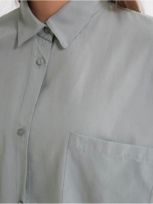 Camisa oversize de popelina con botones y manga larga mixray - Kiabi Camisa oversize de popelina con botones y manga larga mixray - Kiabi