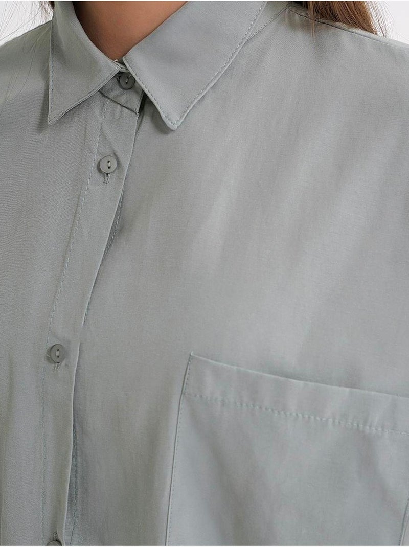 Camisa oversize de popelina con botones y manga larga mixray Verde menta - Kiabi