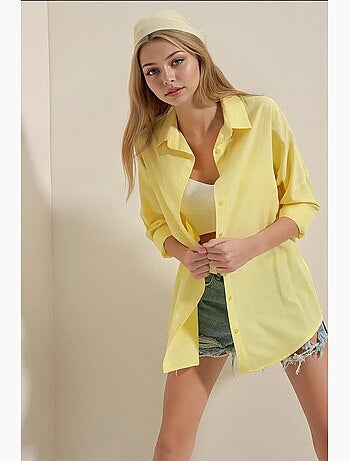 Camisa oversize de popelina con estampado y botones bdart