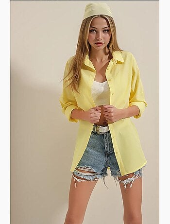 Camisa oversize de popelina con estampado y botones bdart