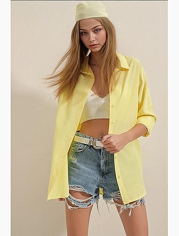 Camisa oversize de popelina con estampado y botones bdart