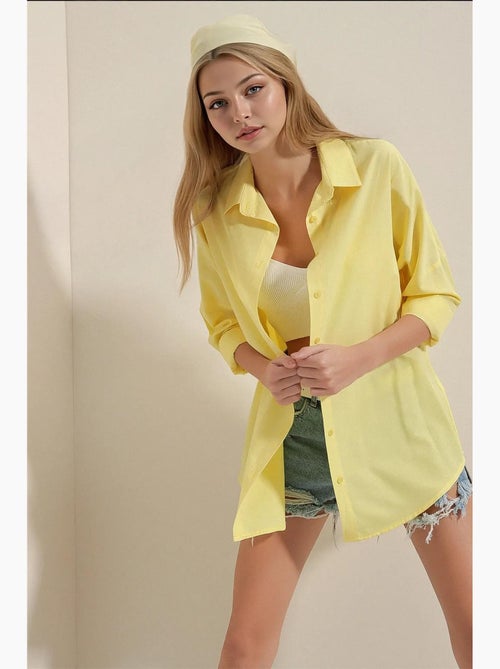 Camisa oversize de popelina con estampado y botones bdart - Kiabi Camisa oversize de popelina con estampado y botones bdart - Kiabi