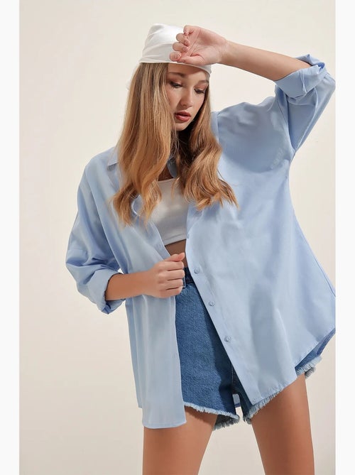 Camisa oversize de popelina con estampado y botones bdart - Kiabi Camisa oversize de popelina con estampado y botones bdart - Kiabi