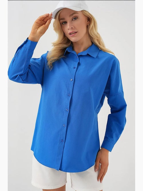 Camisa oversize de popelina con estampado y botones bdart - Kiabi Camisa oversize de popelina con estampado y botones bdart - Kiabi