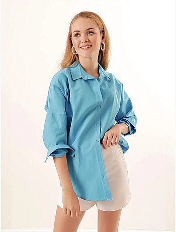 Camisa oversize de popelina con estampado y botones bdart