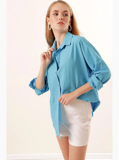 Camisa oversize de popelina con estampado y botones bdart - Kiabi Camisa oversize de popelina con estampado y botones bdart - Kiabi