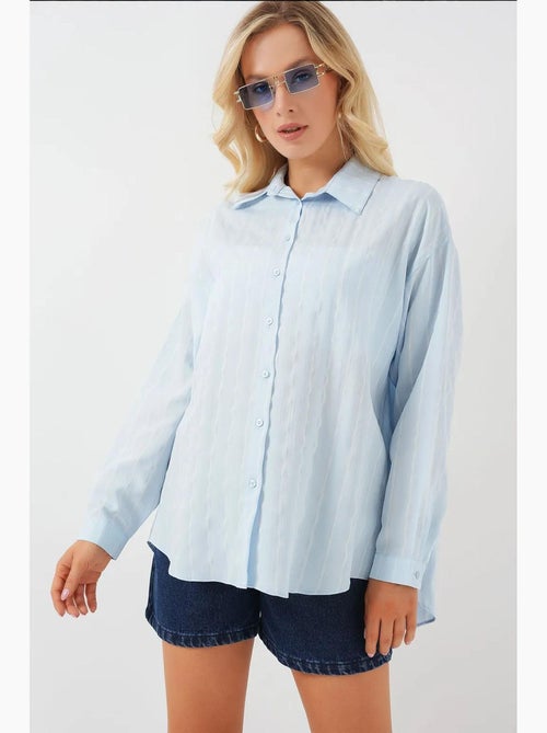 Camisa oversize de popelina con estampado y botones bdart - Kiabi Camisa oversize de popelina con estampado y botones bdart - Kiabi