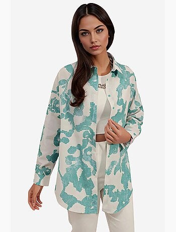 Camisa oversize de popelina con estampado y botones bdart