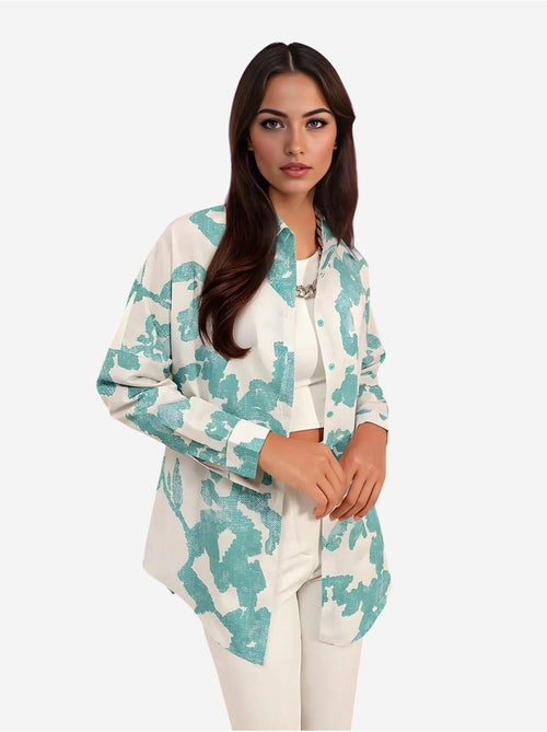 Camisa oversize de popelina con estampado y botones bdart - Kiabi Camisa oversize de popelina con estampado y botones bdart - Kiabi