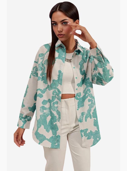 Camisa oversize de popelina con estampado y botones bdart - Kiabi Camisa oversize de popelina con estampado y botones bdart - Kiabi