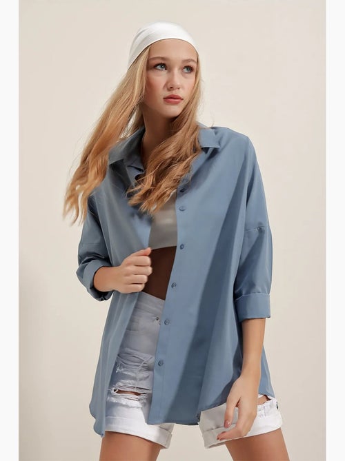 Camisa oversize de popelina con estampado y botones bdart - Kiabi Camisa oversize de popelina con estampado y botones bdart - Kiabi