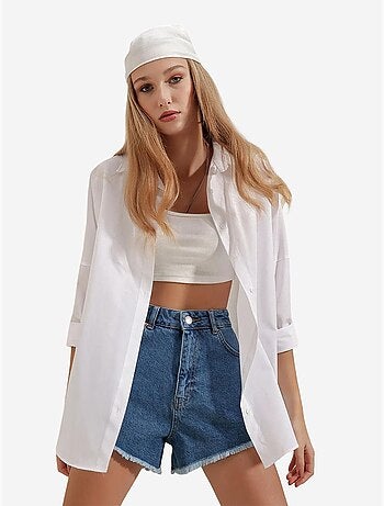 Camisa oversize de popelina con estampado y botones bdart