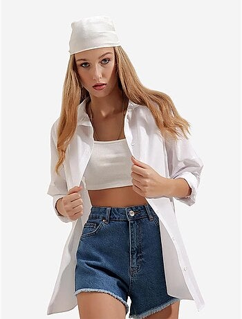 Camisa oversize de popelina con estampado y botones bdart