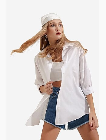 Camisa oversize de popelina con estampado y botones bdart