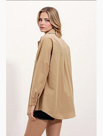 Camisa oversize de popelina con estampado y botones bdart