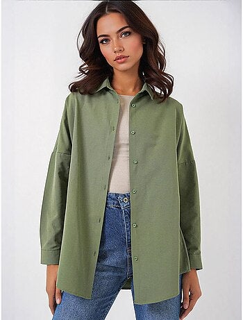 Camisa oversize de popelina con estampado y botones bdart