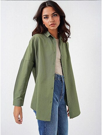 Camisa oversize de popelina con estampado y botones bdart