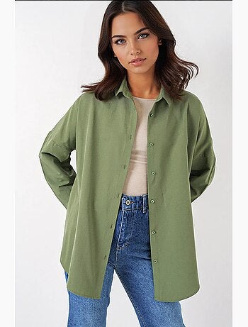 Camisa oversize de popelina con estampado y botones bdart
