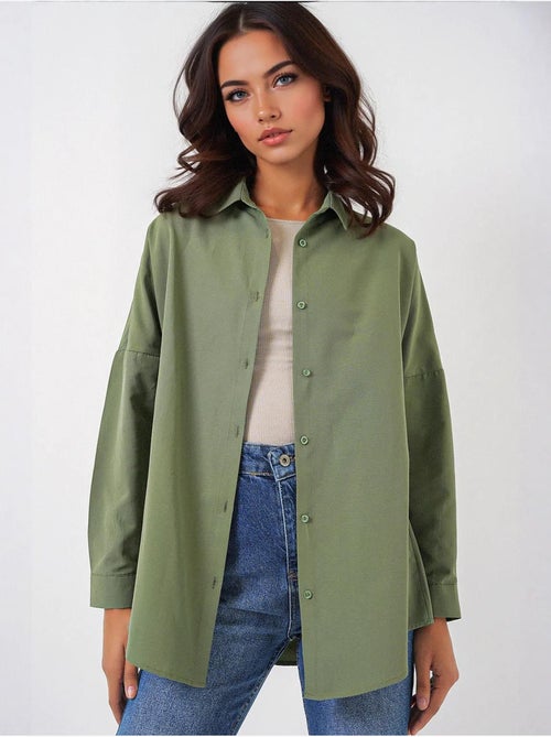 Camisa oversize de popelina con estampado y botones bdart - Kiabi Camisa oversize de popelina con estampado y botones bdart - Kiabi