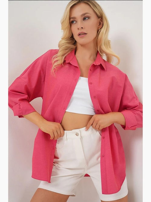 Camisa oversize de popelina con estampado y botones bdart - Kiabi Camisa oversize de popelina con estampado y botones bdart - Kiabi