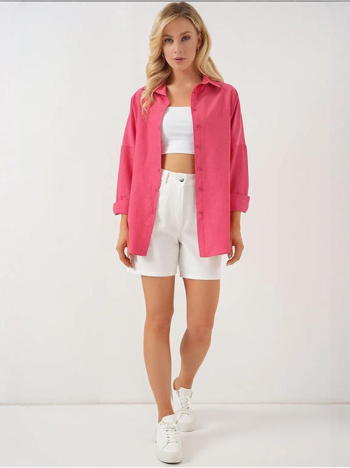 Camisa oversize de popelina con estampado y botones bdart - Kiabi Camisa oversize de popelina con estampado y botones bdart - Kiabi