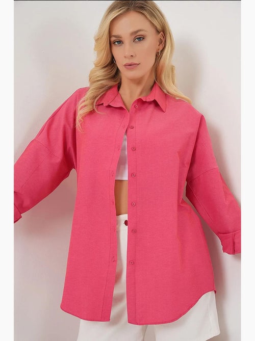 Camisa oversize de popelina con estampado y botones bdart - Kiabi Camisa oversize de popelina con estampado y botones bdart - Kiabi
