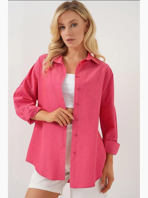 Camisa oversize de popelina con estampado y botones bdart - Kiabi Camisa oversize de popelina con estampado y botones bdart - Kiabi