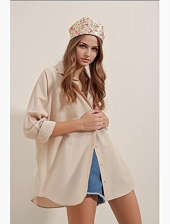 Camisa oversize de popelina con estampado y botones bdart
