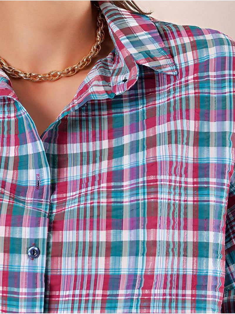 Camisa oversize de popelina con estampado y botones bdart Frambuesa - Kiabi