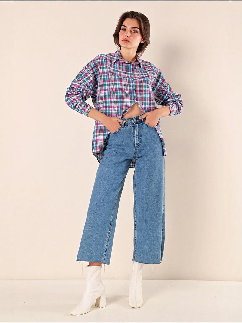 Camisa oversize de popelina con estampado y botones bdart Frambuesa - Kiabi