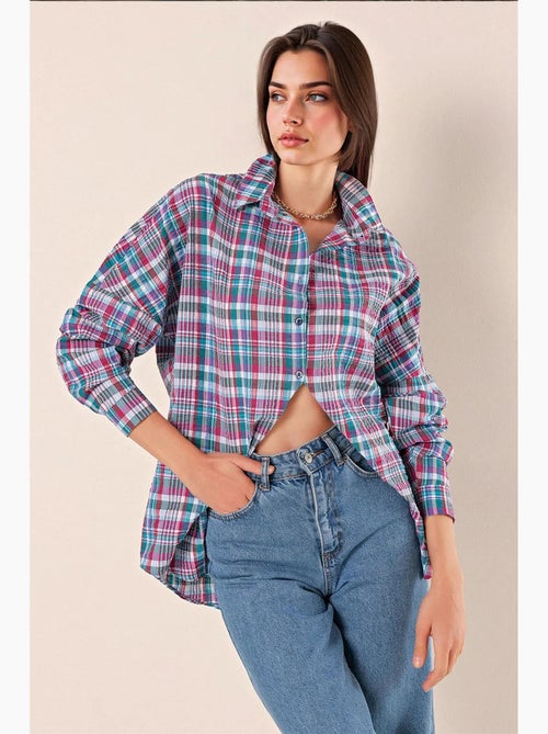 Camisa oversize de popelina con estampado y botones bdart - Kiabi Camisa oversize de popelina con estampado y botones bdart - Kiabi