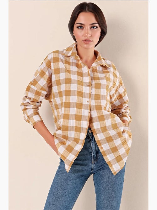 Camisa oversize de popelina con estampado y botones bdart - Kiabi Camisa oversize de popelina con estampado y botones bdart - Kiabi
