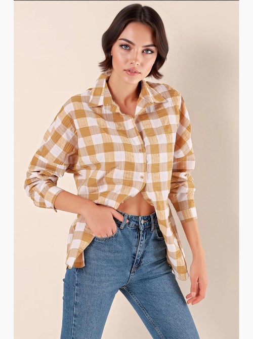 Camisa oversize de popelina con estampado y botones bdart - Kiabi Camisa oversize de popelina con estampado y botones bdart - Kiabi