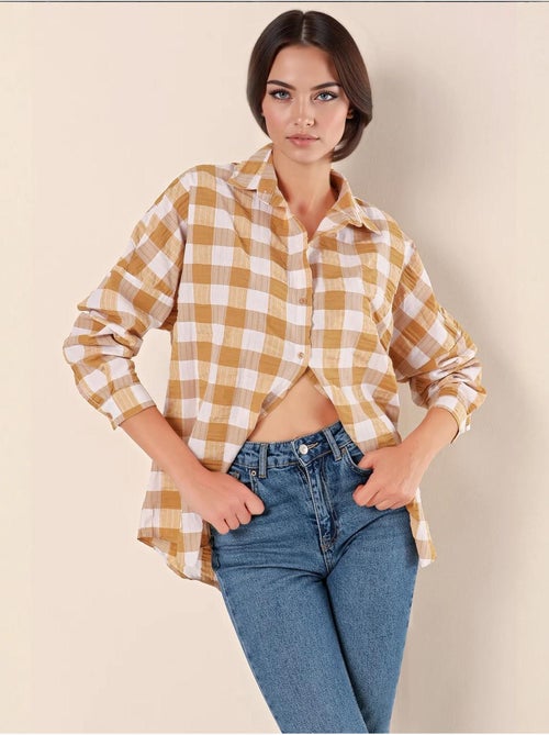 Camisa oversize de popelina con estampado y botones bdart - Kiabi Camisa oversize de popelina con estampado y botones bdart - Kiabi