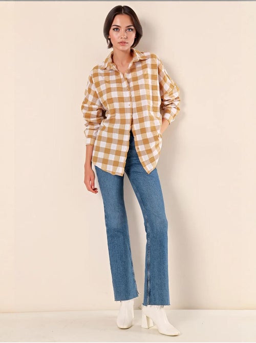Camisa oversize de popelina con estampado y botones bdart - Kiabi Camisa oversize de popelina con estampado y botones bdart - Kiabi
