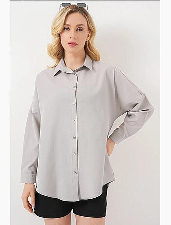 Camisa oversize de popelina con estampado y botones bdart