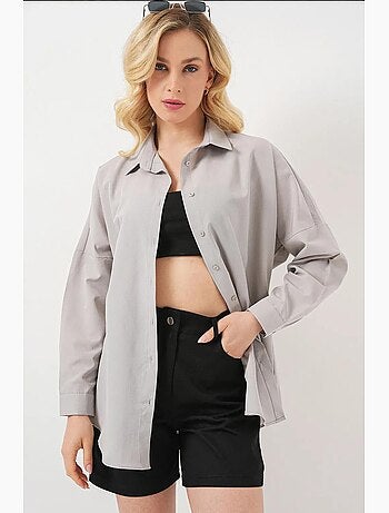 Camisa oversize de popelina con estampado y botones bdart