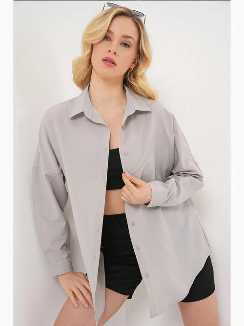 Camisa oversize de popelina con estampado y botones bdart - Kiabi Camisa oversize de popelina con estampado y botones bdart - Kiabi