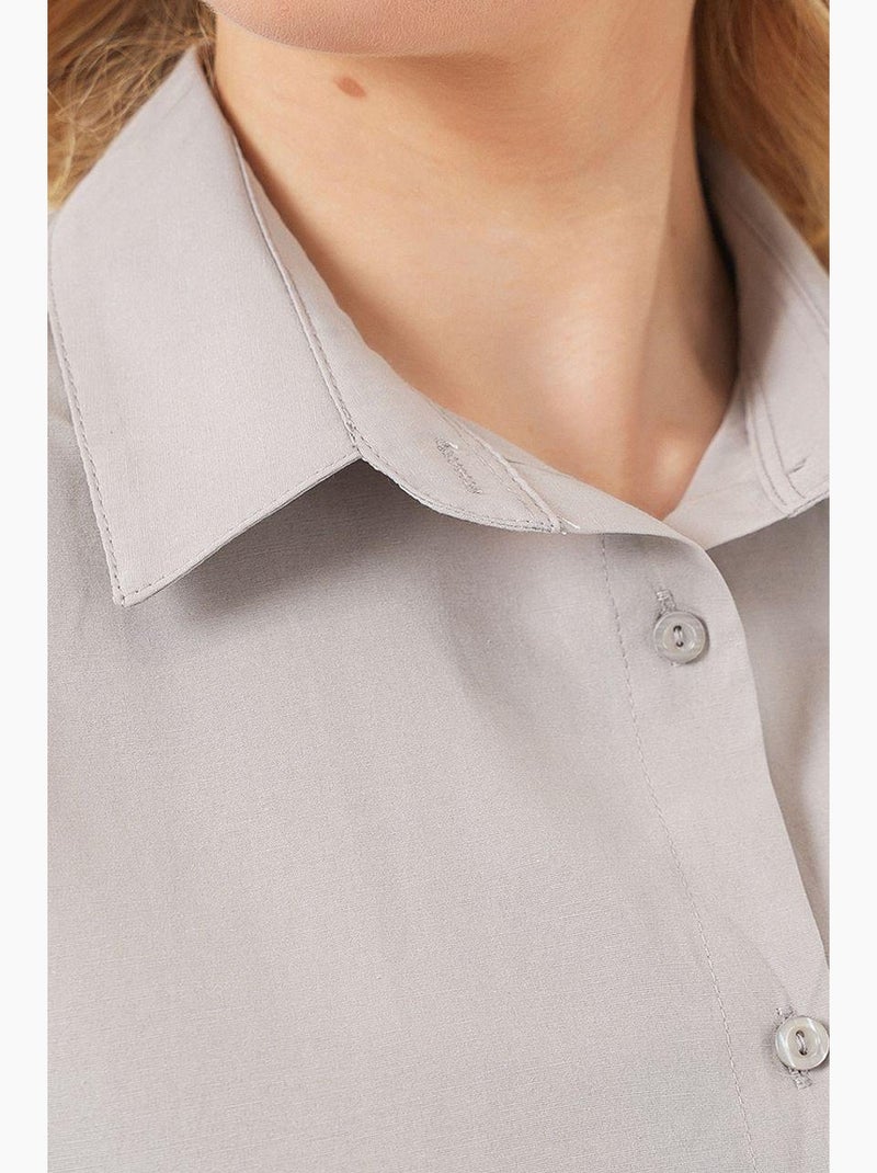 Camisa oversize de popelina con estampado y botones bdart Gris claro - Kiabi
