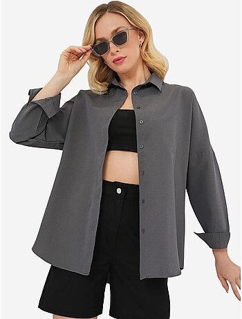 Camisa oversize de popelina con estampado y botones bdart