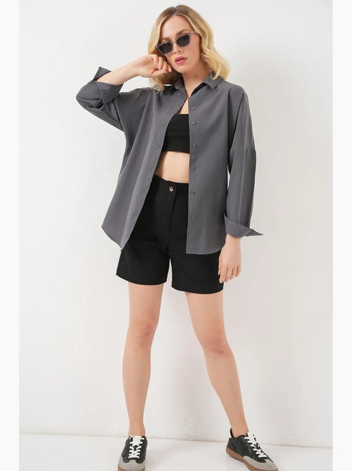 Camisa oversize de popelina con estampado y botones bdart - Kiabi Camisa oversize de popelina con estampado y botones bdart - Kiabi