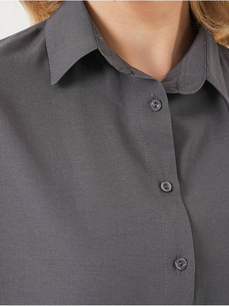 Camisa oversize de popelina con estampado y botones bdart Gris negro - Kiabi