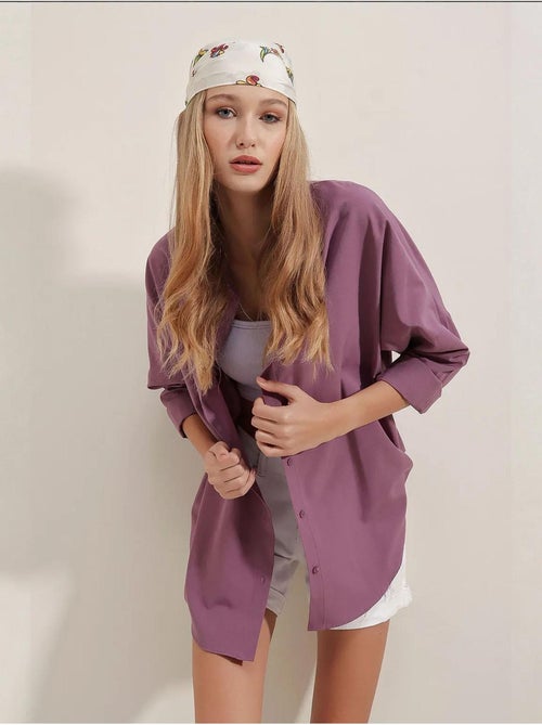 Camisa oversize de popelina con estampado y botones bdart - Kiabi Camisa oversize de popelina con estampado y botones bdart - Kiabi