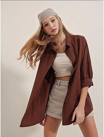 Camisa oversize de popelina con estampado y botones bdart