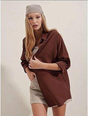 Camisa oversize de popelina con estampado y botones bdart