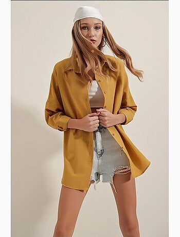 Camisa oversize de popelina con estampado y botones bdart