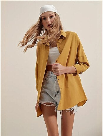 Camisa oversize de popelina con estampado y botones bdart