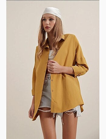 Camisa oversize de popelina con estampado y botones bdart