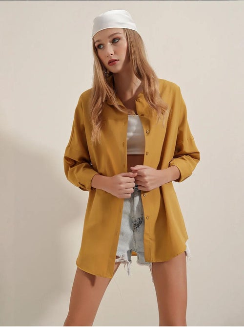 Camisa oversize de popelina con estampado y botones bdart - Kiabi Camisa oversize de popelina con estampado y botones bdart - Kiabi