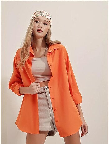 Camisa oversize de popelina con estampado y botones bdart
